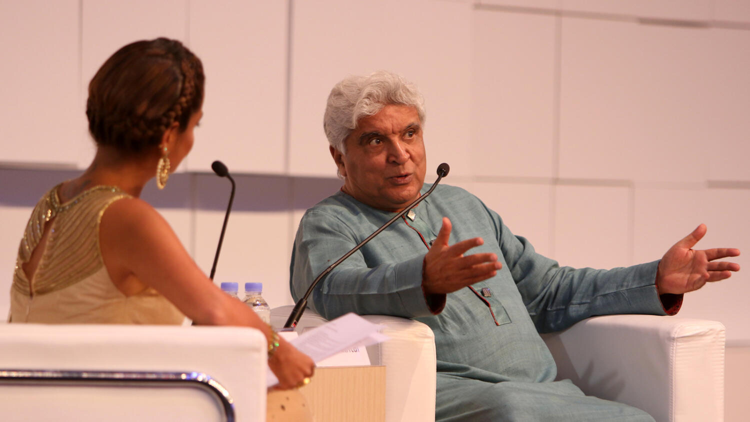 There’s no school to learn poetry, but all the great poets can be the school for aspiring poets, Javed Akhtar told the audience at the Sharjah International Book Fair. — Photo by M. Sajjad
